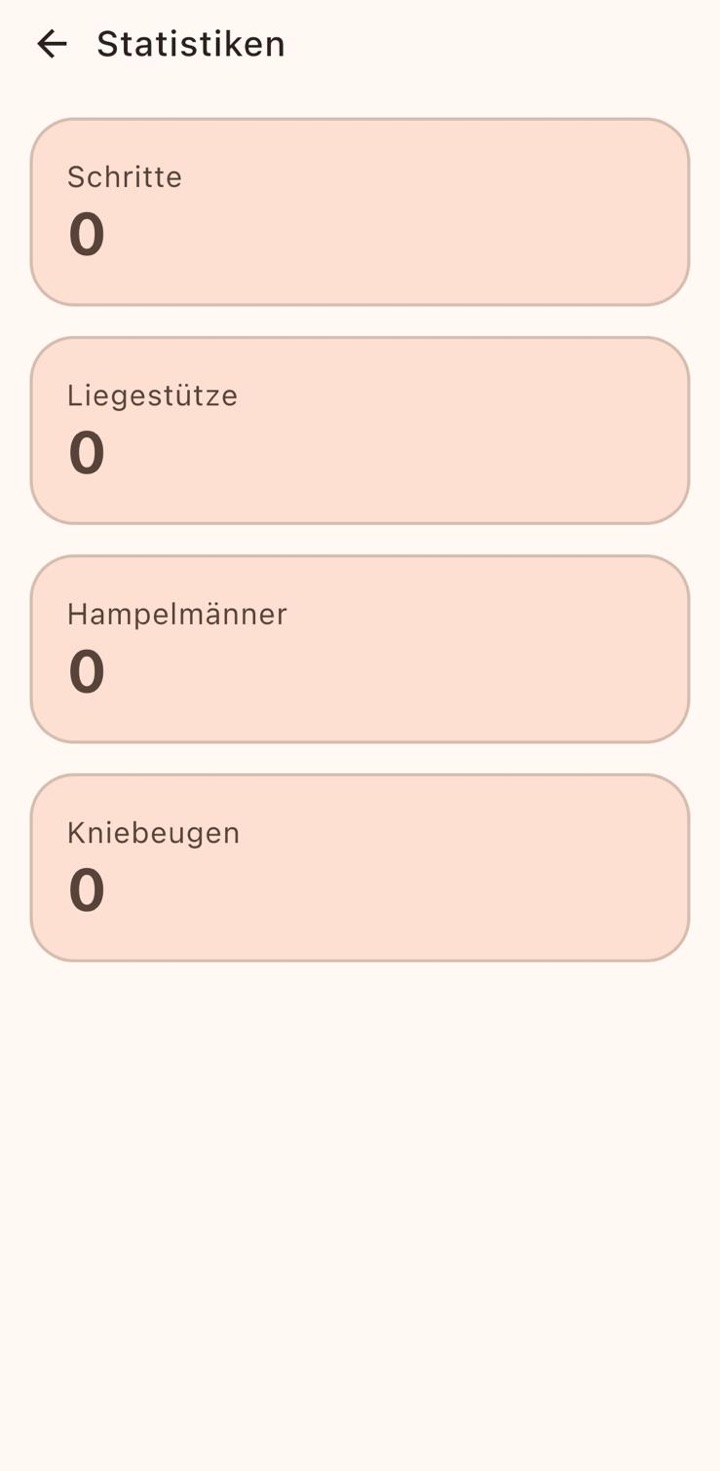 Doomscroll iOS: Statistiken zu Schritten, Liegestützen, Hampelmännern und Kniebeugen